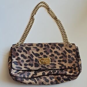 Michael Kors Animal Print Shoulder Bag with Gold Chain